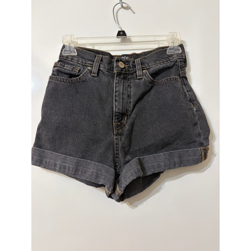 BDG Urban Outfitters High Waisted Mom Cuffed Denim Shorts Washed Black Womens 26